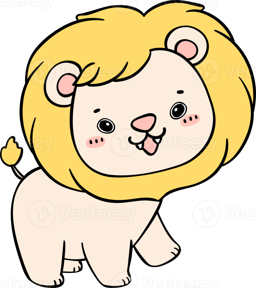 cute baby lion cartoon doodle is a charming and innocent illustration of a playful cub. png