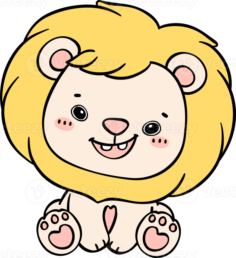 cute baby lion cartoon doodle is a charming and innocent illustration of a playful cub. png