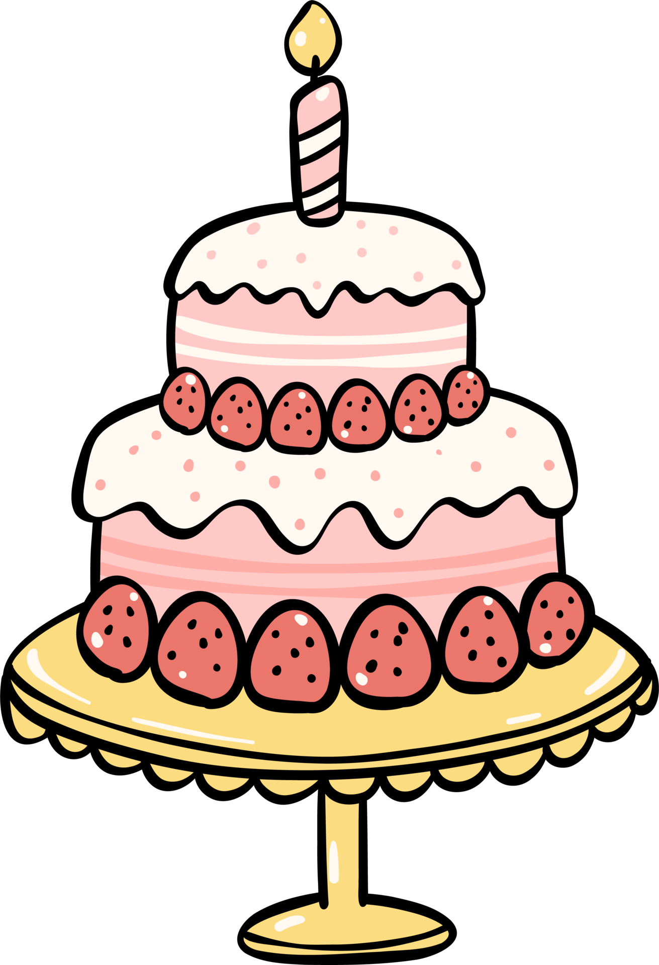 Cute cartoon cake. Colorful vector illustration isolated on white  background. Cake symbol for birthday, wedding, party 5849486 Vector Art at  Vecteezy