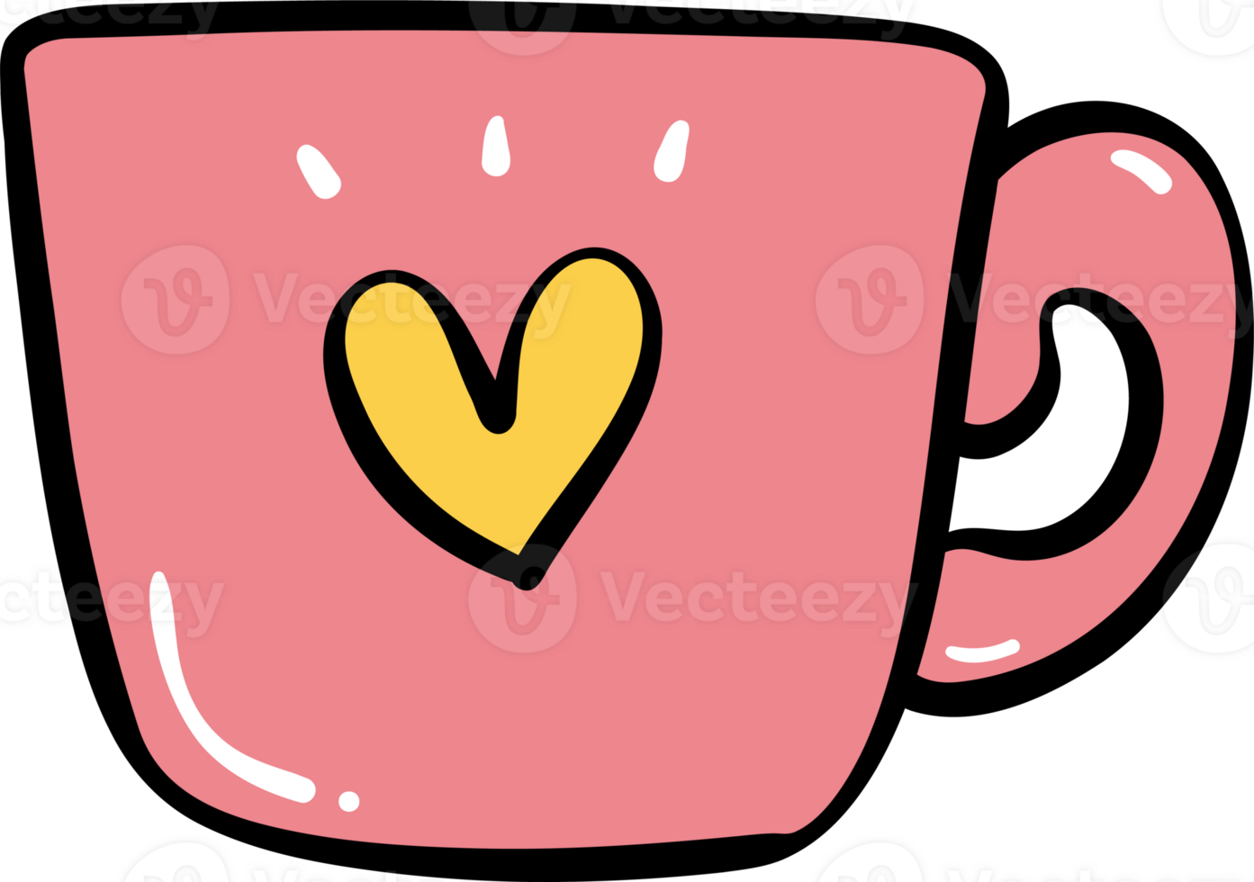 Cute Coffee Cup Love Heart Hand Drawn Illustration | Poster