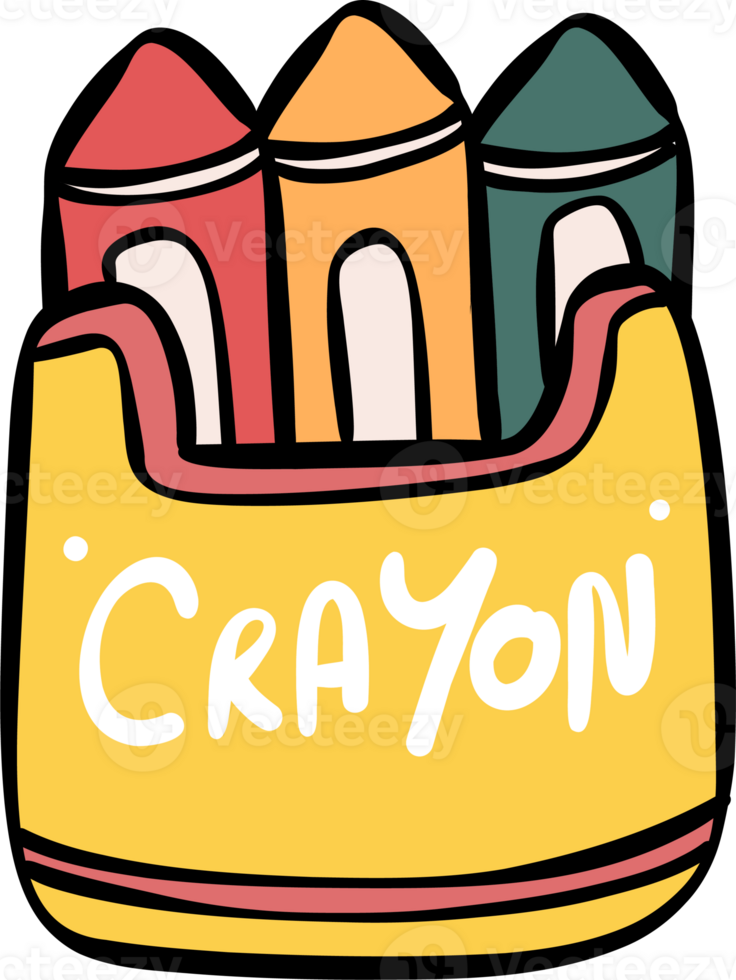Cute Doodle crayon Back to School Planner Icon. Stationery Supplies hand drawing Illustration png