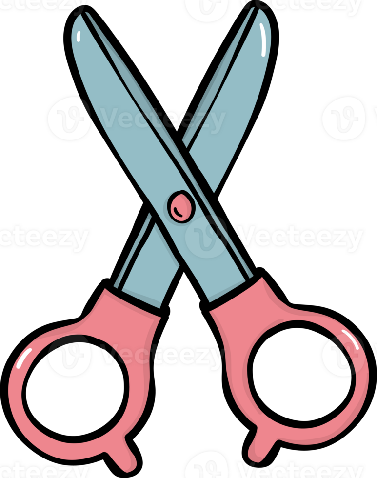 carino scarabocchio forbici indietro per scuola progettista icona. Stazionario forniture mano disegno illustrazione png