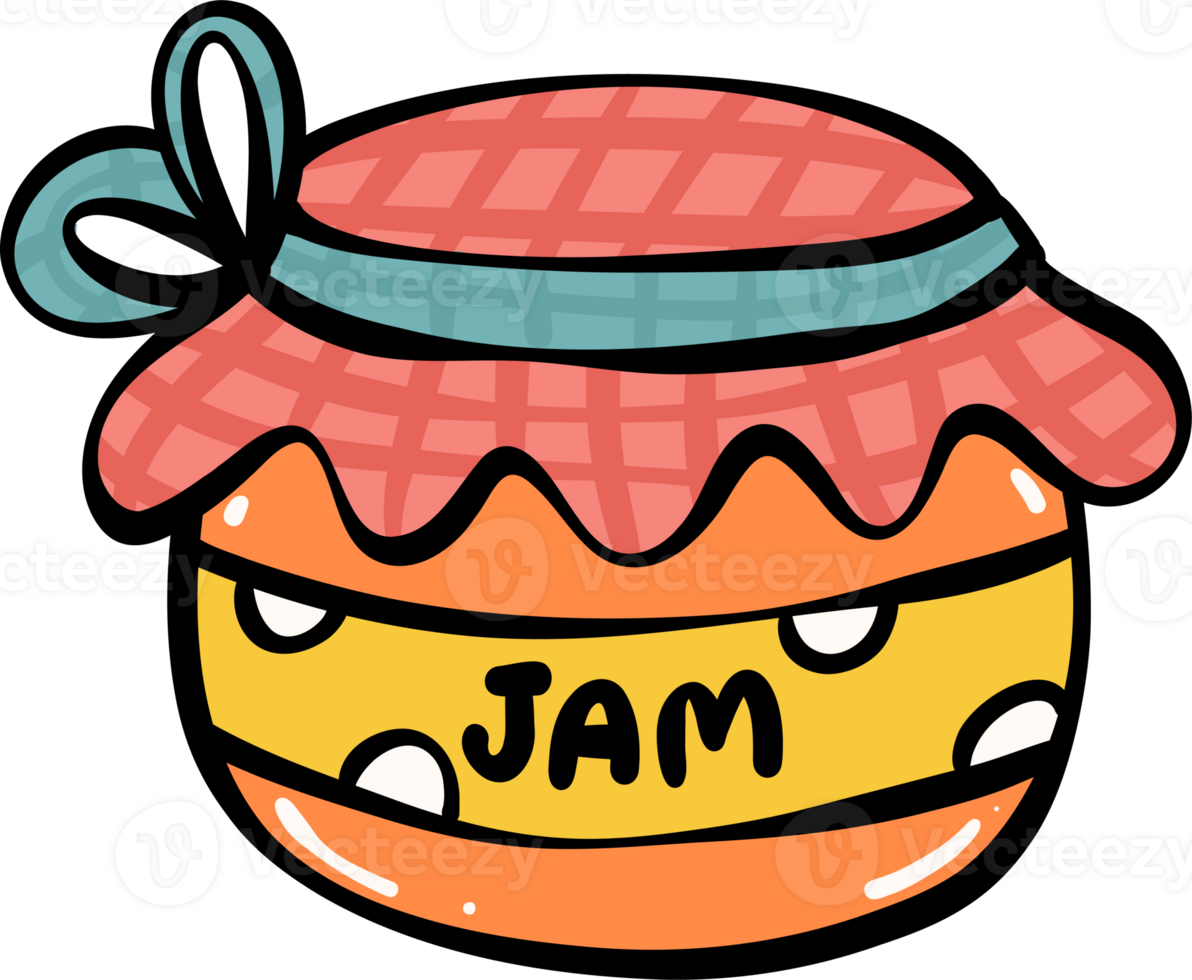 Cute Pumpkin Spice jam food cartoon doodle outline illustration png