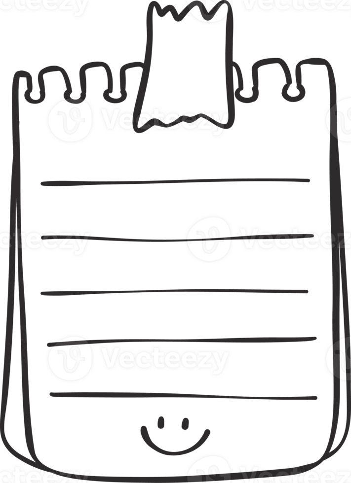 schattig kleverig Notitie tekening schets, creatief kantoor benodigdheden illustratie png