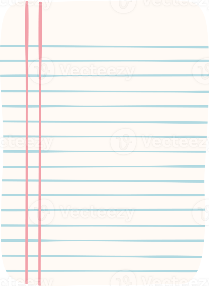 cute lined paper note pastel doodle , Creative Office Supplies illustration png