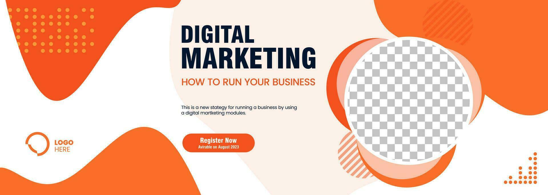 Orange Digital marketing concept banner, sign, use in Growing your business banner template vector