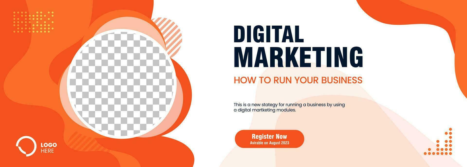 Orange Digital marketing concept banner, sign, use in your business banner templates vector