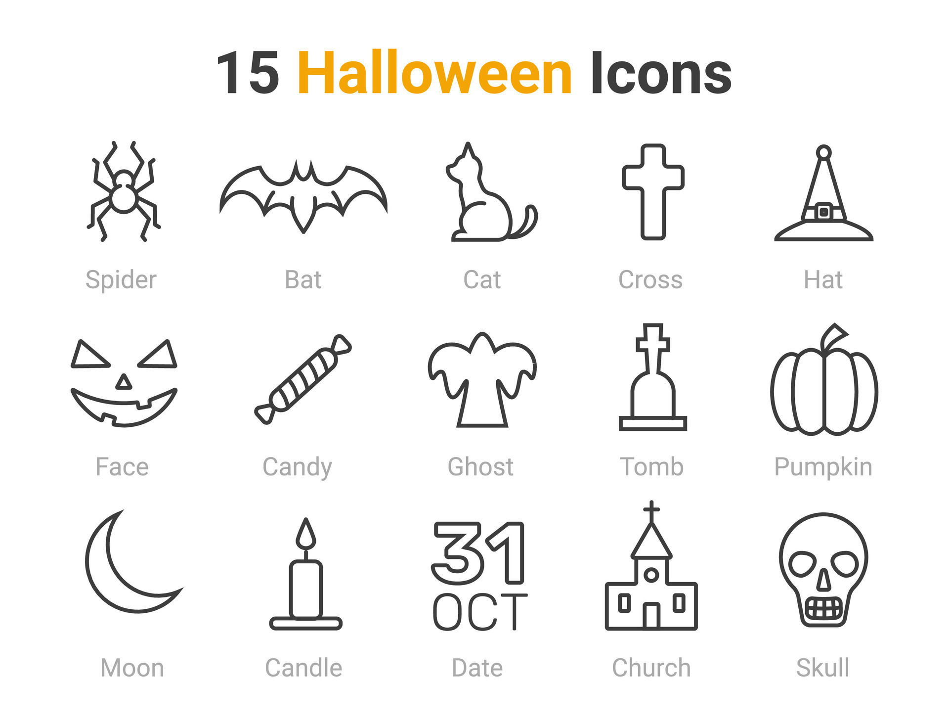 Halloween icons, set of vector signs and symbols 27205764 Vector Art at