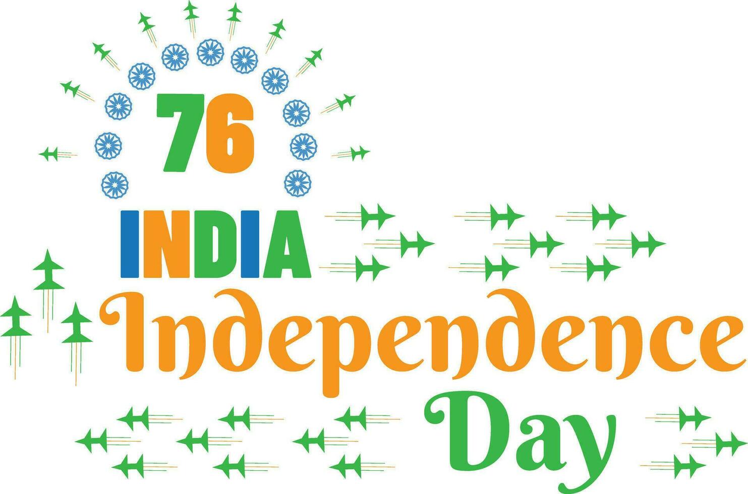 editable gratis India independencia día 76 año celebracion vector