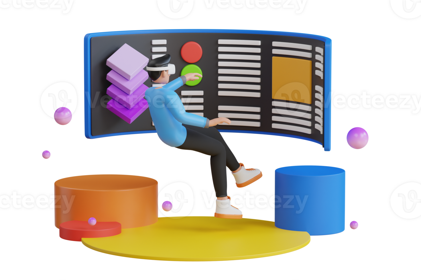 creatief digitaal ontwikkeling en uitgebreid realiteit concept. virtueel realiteit ontwikkeling werkwijze concept. 3d illustratie png