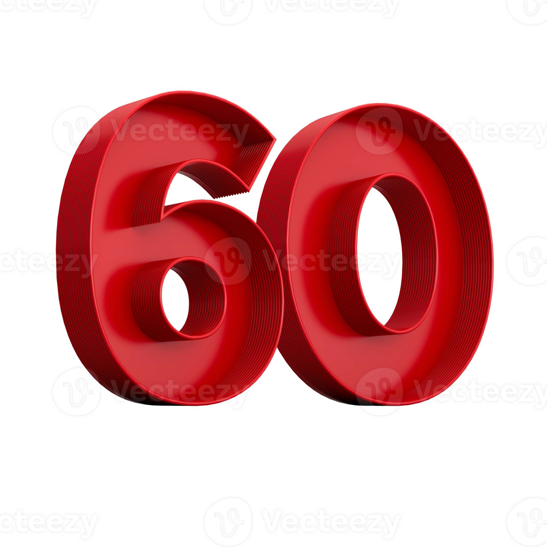 3d illustration of red number 60 or Sixty inner shadow 27205856 PNG