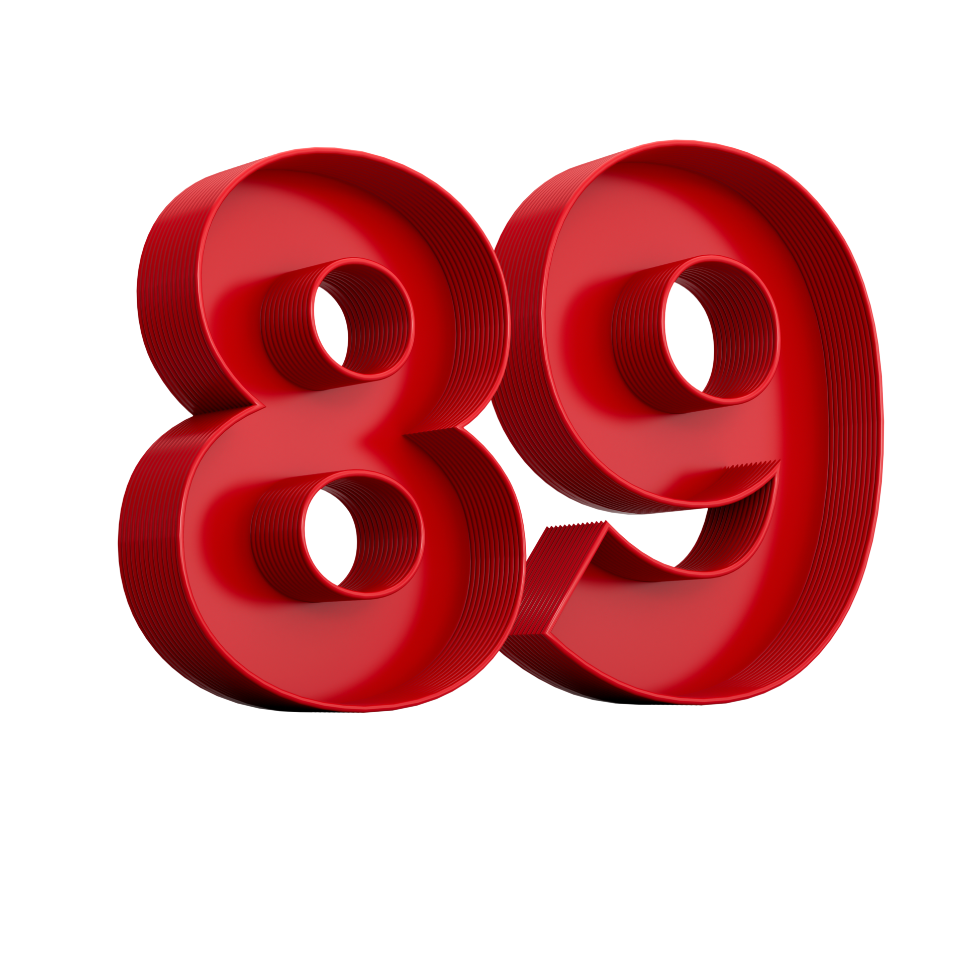 3d illustration of red number 89 or Eighty Nine inner shadow 27205860 PNG