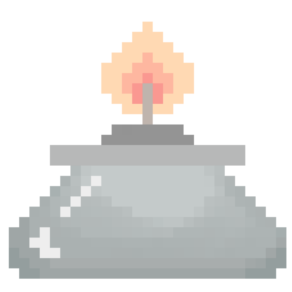 Isolated cute alcohol burner for laboratory in pixel art png
