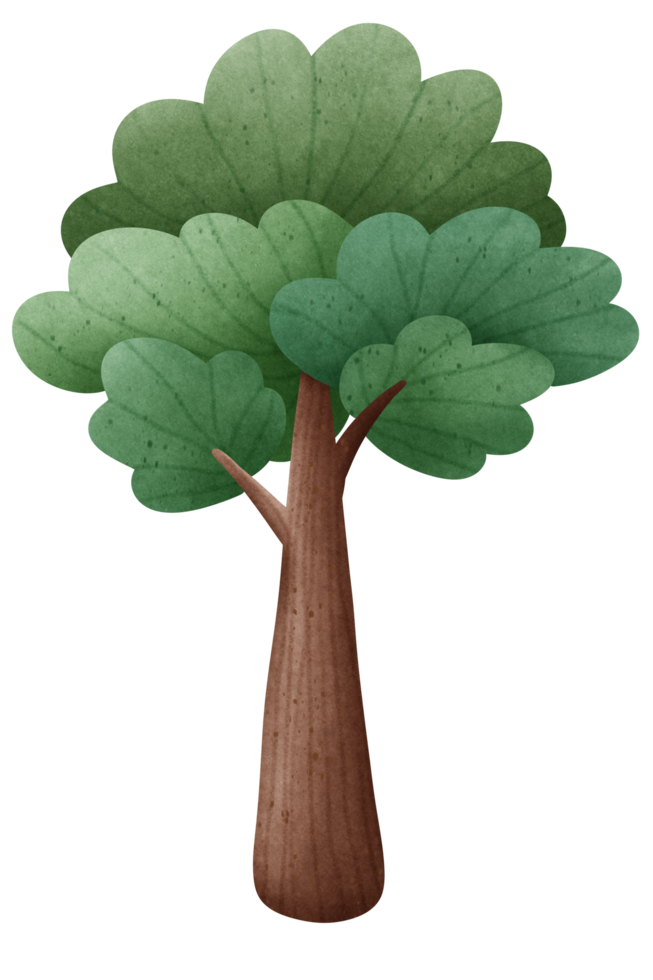 Isolated simple tree in watercolor style and transparent background png