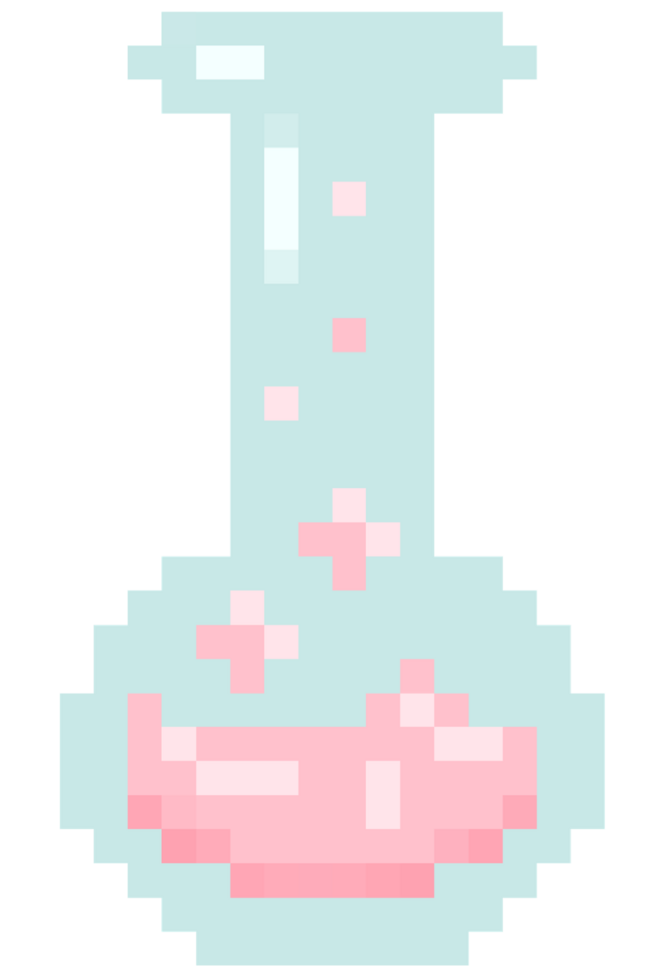 Isolated cute test tube flask with pink potion png