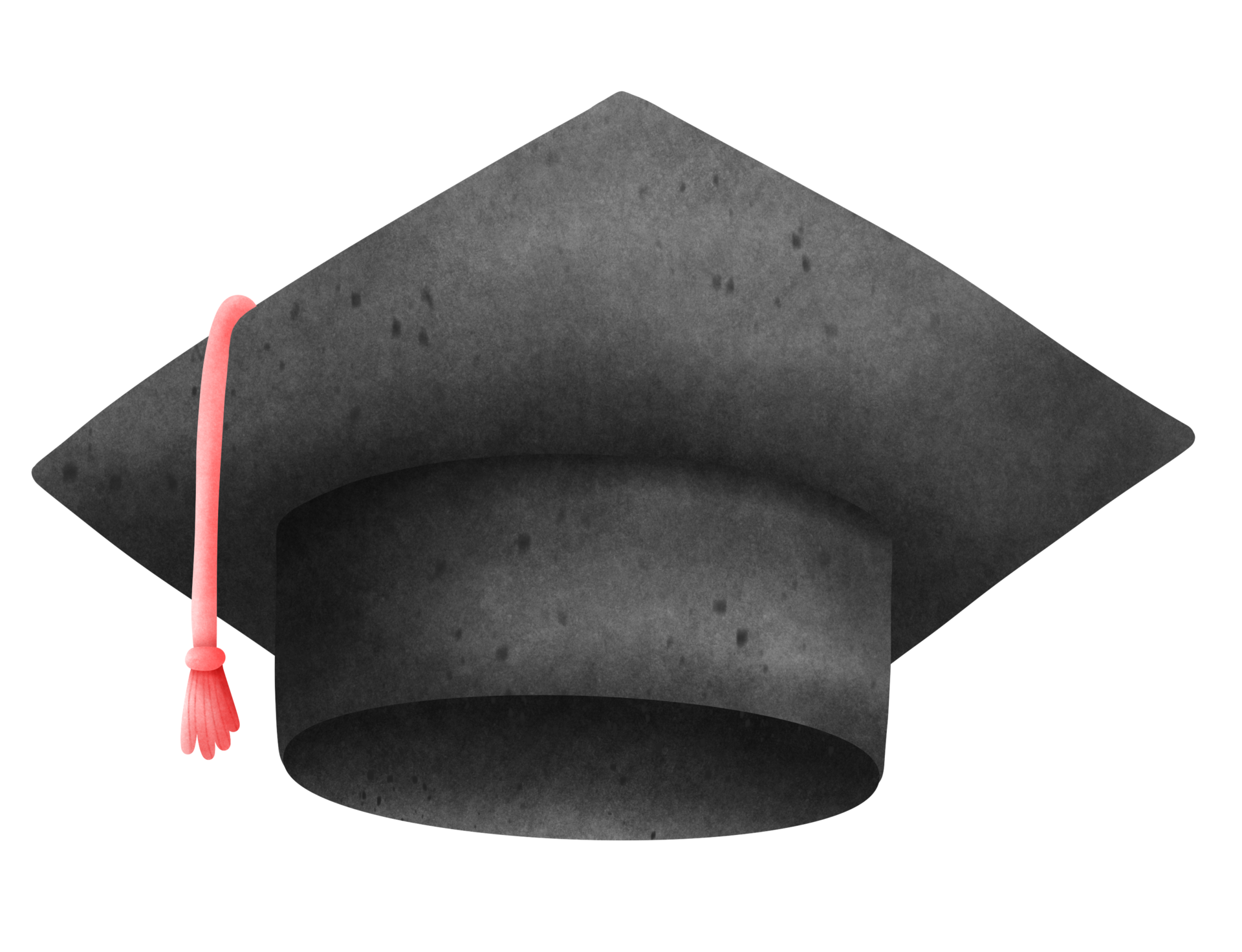 Isolated cute graduation cap with pink tassel in transparent background