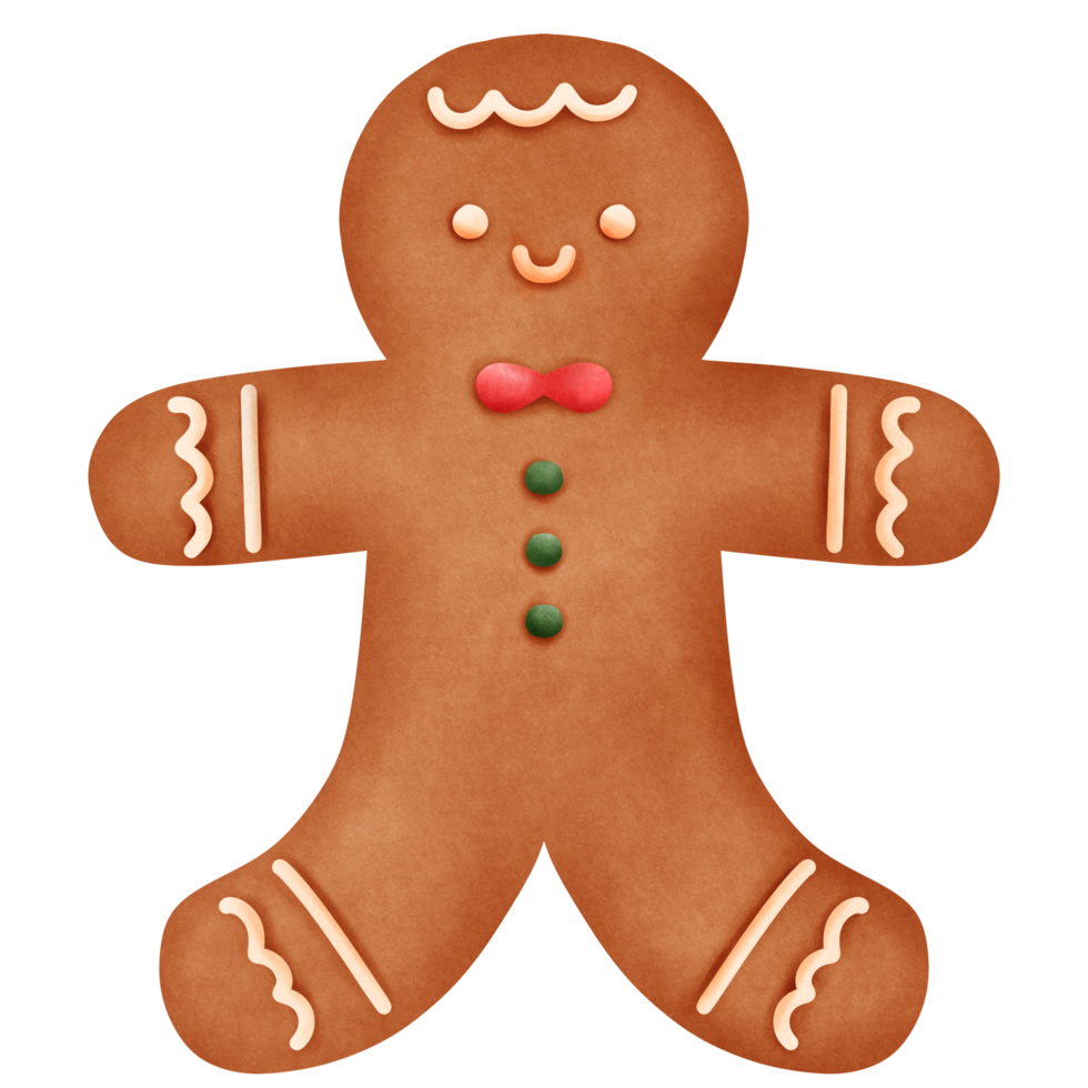 Isolated cute gingerbread biscuit for Christmas in transparent background png