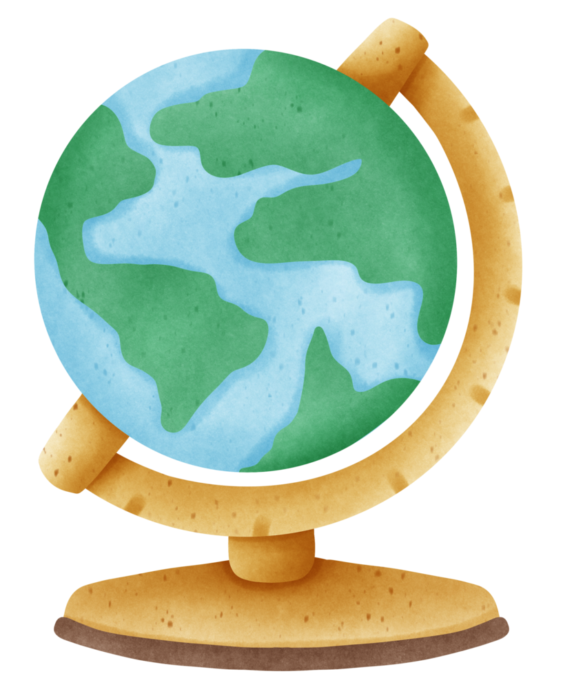 Isolated vintage globe map stand in transparent background png