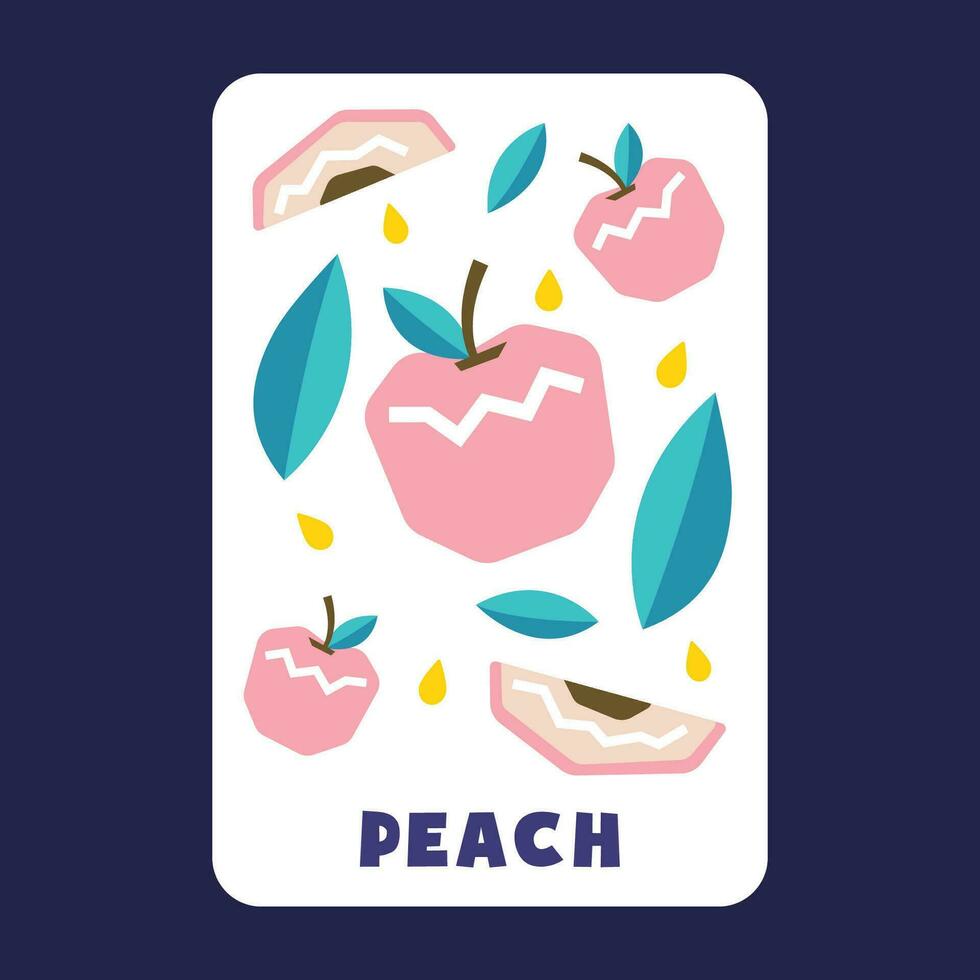 Peach fruit draw of vector illustration premium collection