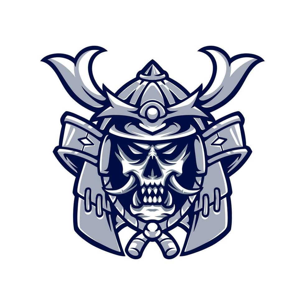 samurai skull head logo design for mascot sport or esport gaming team vector