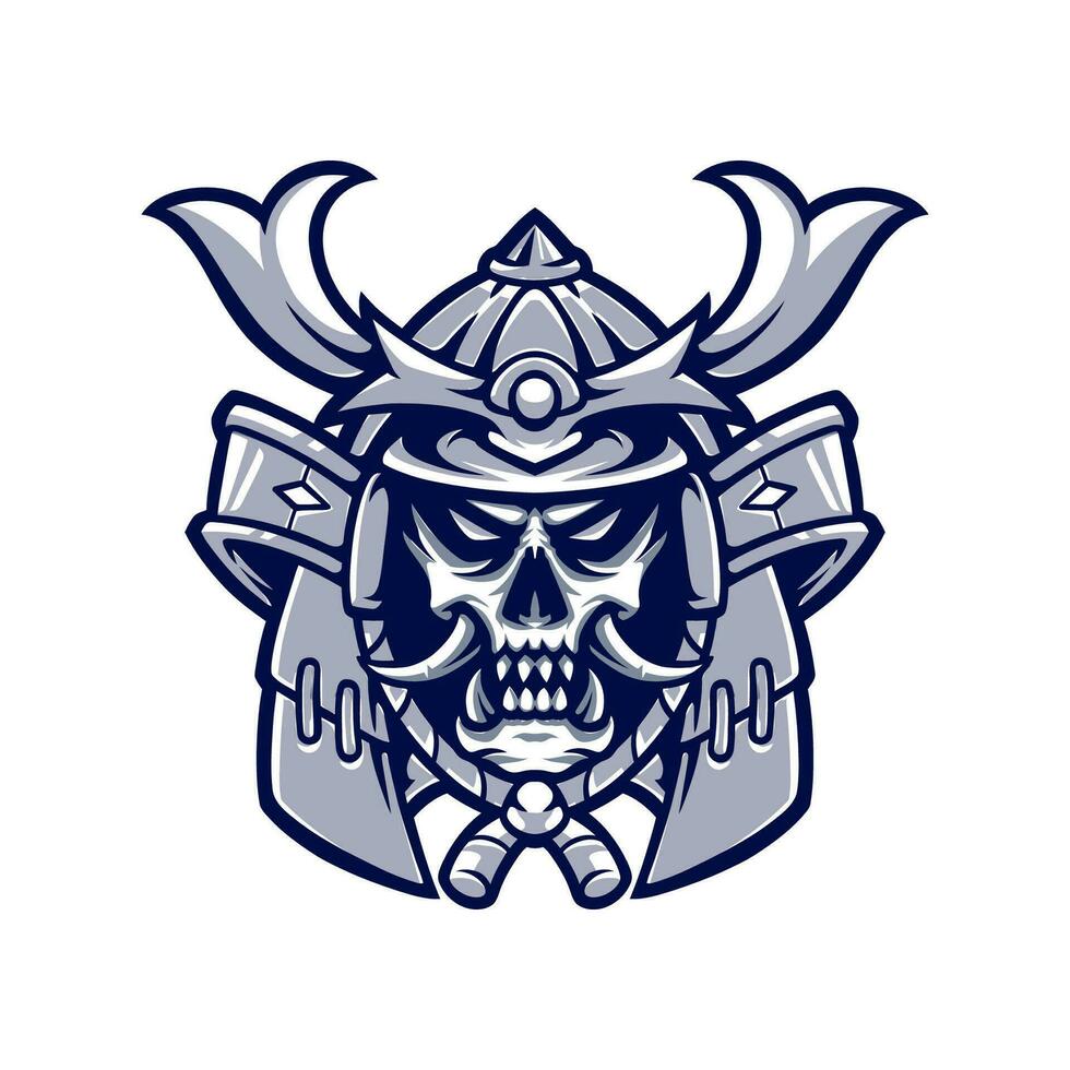 samurai skull head logo design for mascot sport or esport gaming team vector