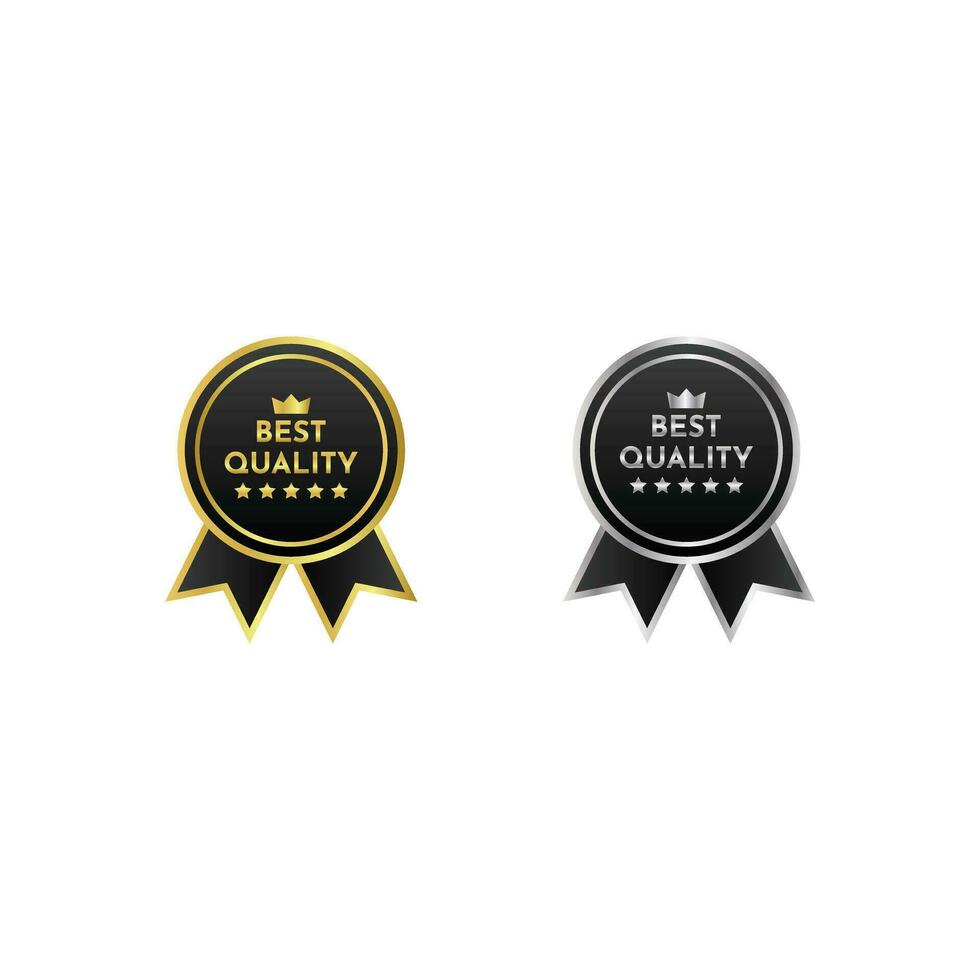 Golden and silver best quality badge label logo design template vector