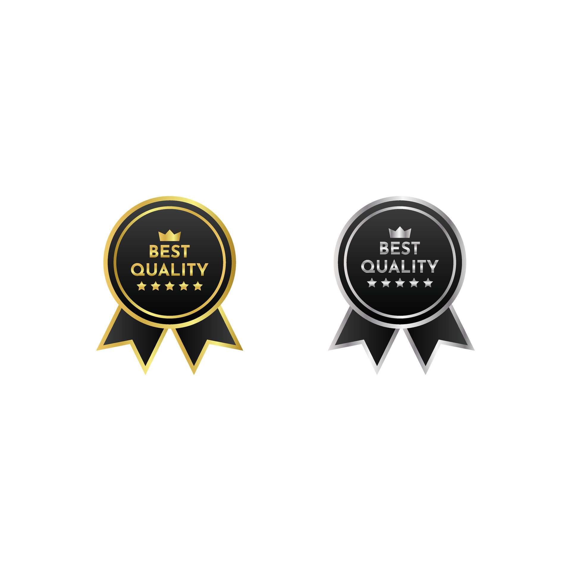 Golden and silver best quality badge label logo design template