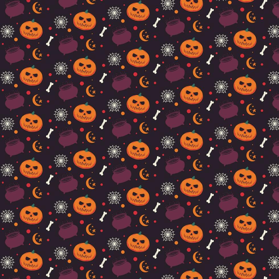 Halloween Pumpkin Pattern Background Vector Illustration
