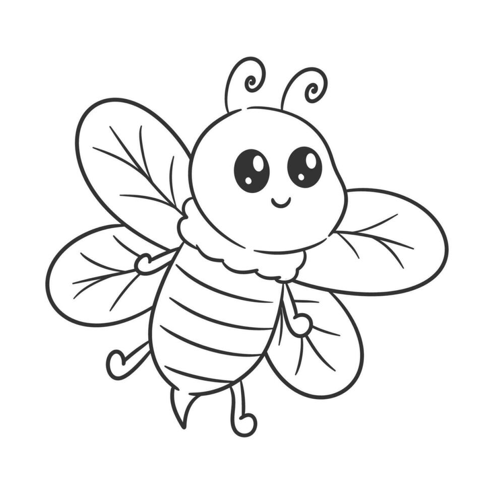 Cute bee is flying alone for coloring vector