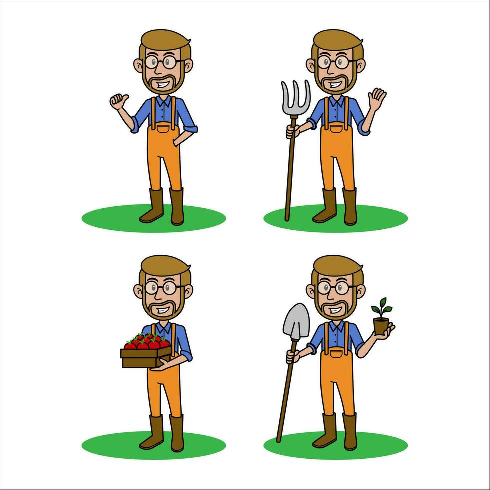 Agricultural workers, farmers and harvesting characters vector