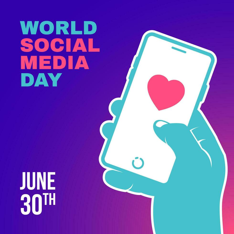 A person liked social media using a smart phone, World Social Media Day 30 June vector