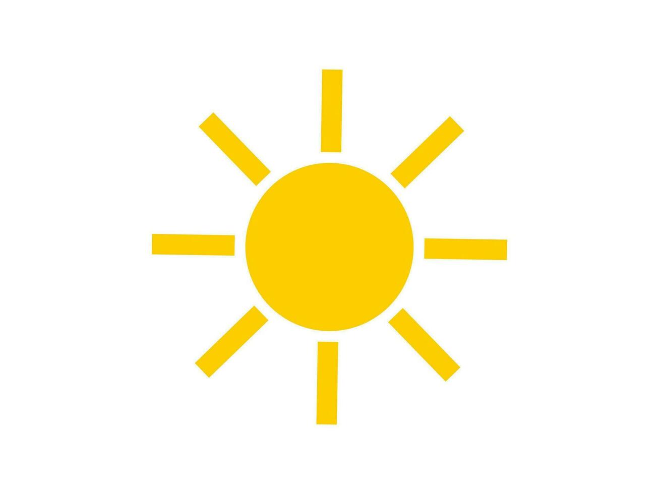 Yellow sun with rays. Icon isolated on white background. Vector. vector
