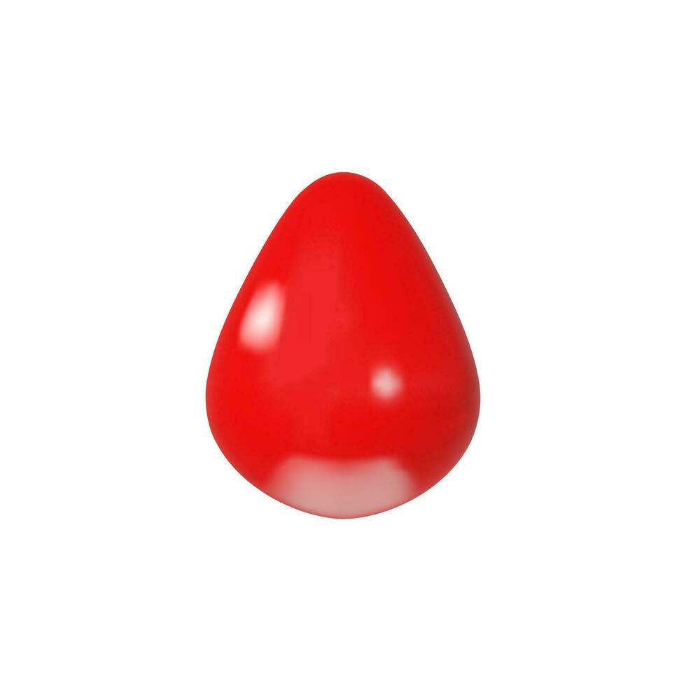 3D render blood drop. Realistic red liquid. Vector illustration in plastic style. Symbol of blood donation and medical care. Donor for medicine. Concept of health.