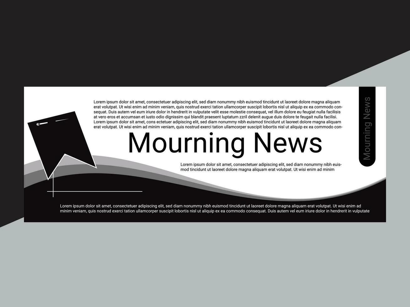 Black mourning news Awareness Banner for social post vector