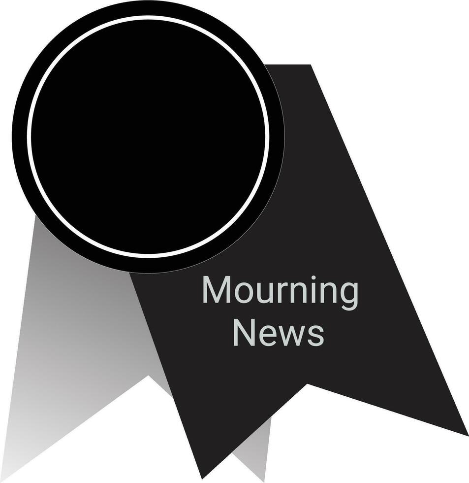 Black Awareness Ribbon Icon, Black mourning ribbon for social post vector