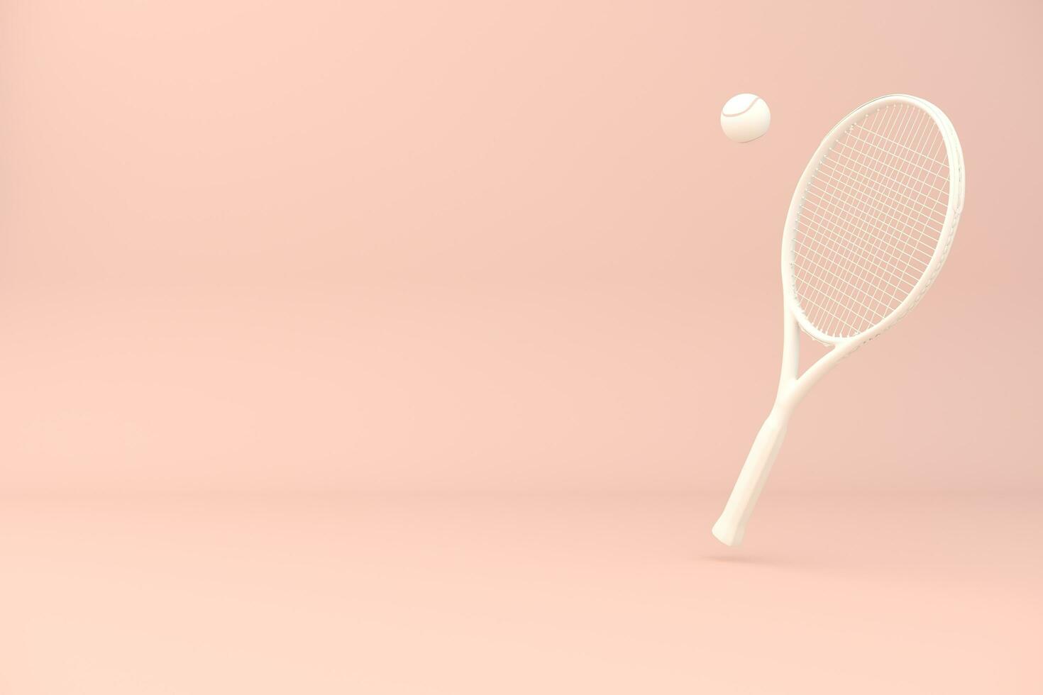 blanco tenis raqueta y pelota en rosado antecedentes 3d prestar. mínimo concepto. foto