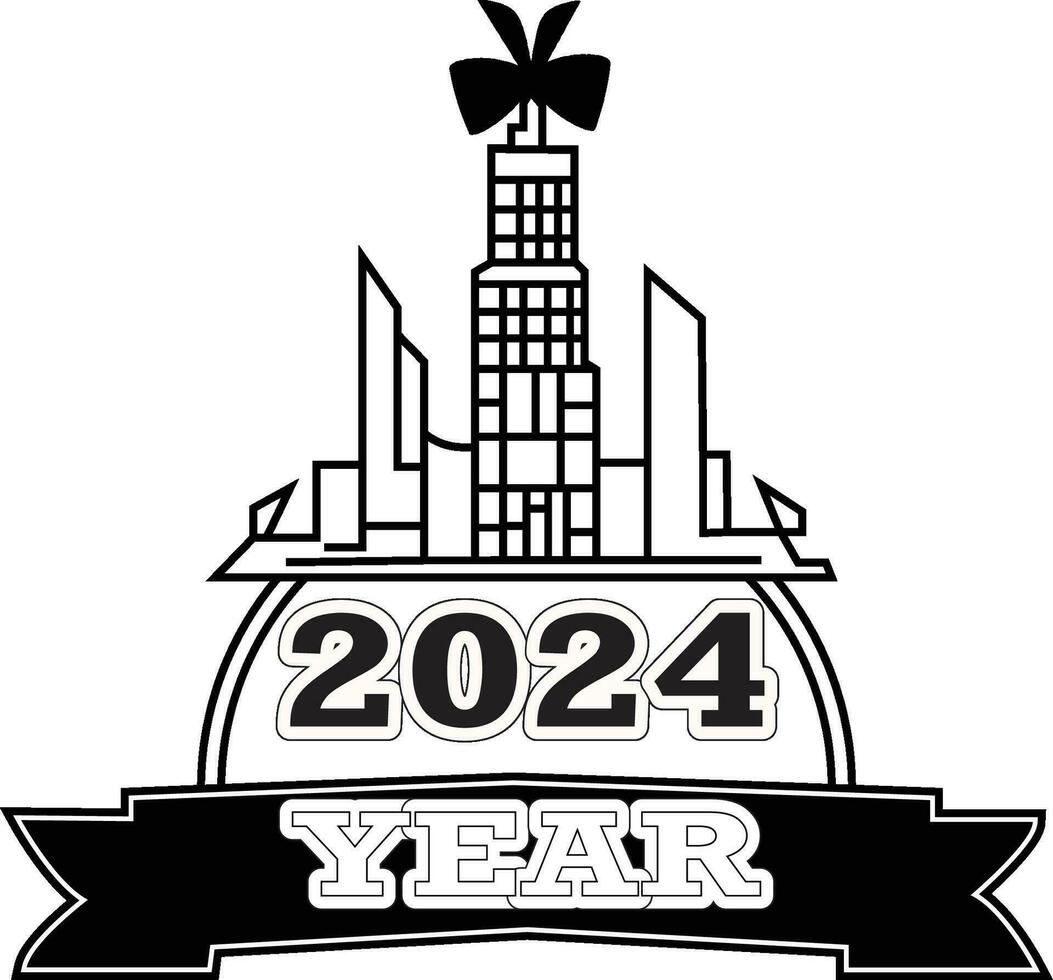 nuevo año calandrar logo 2024 vector