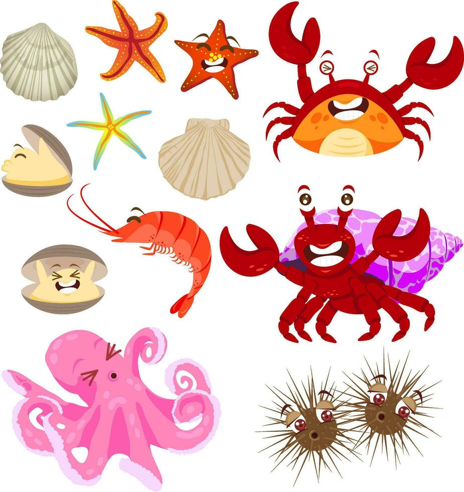 mar criaturas clipart colección vector