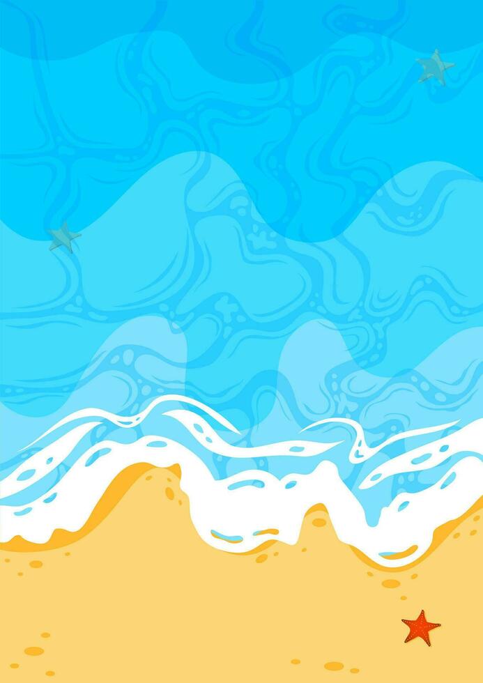 beach surface with white wave and starfishes summer vibe vector