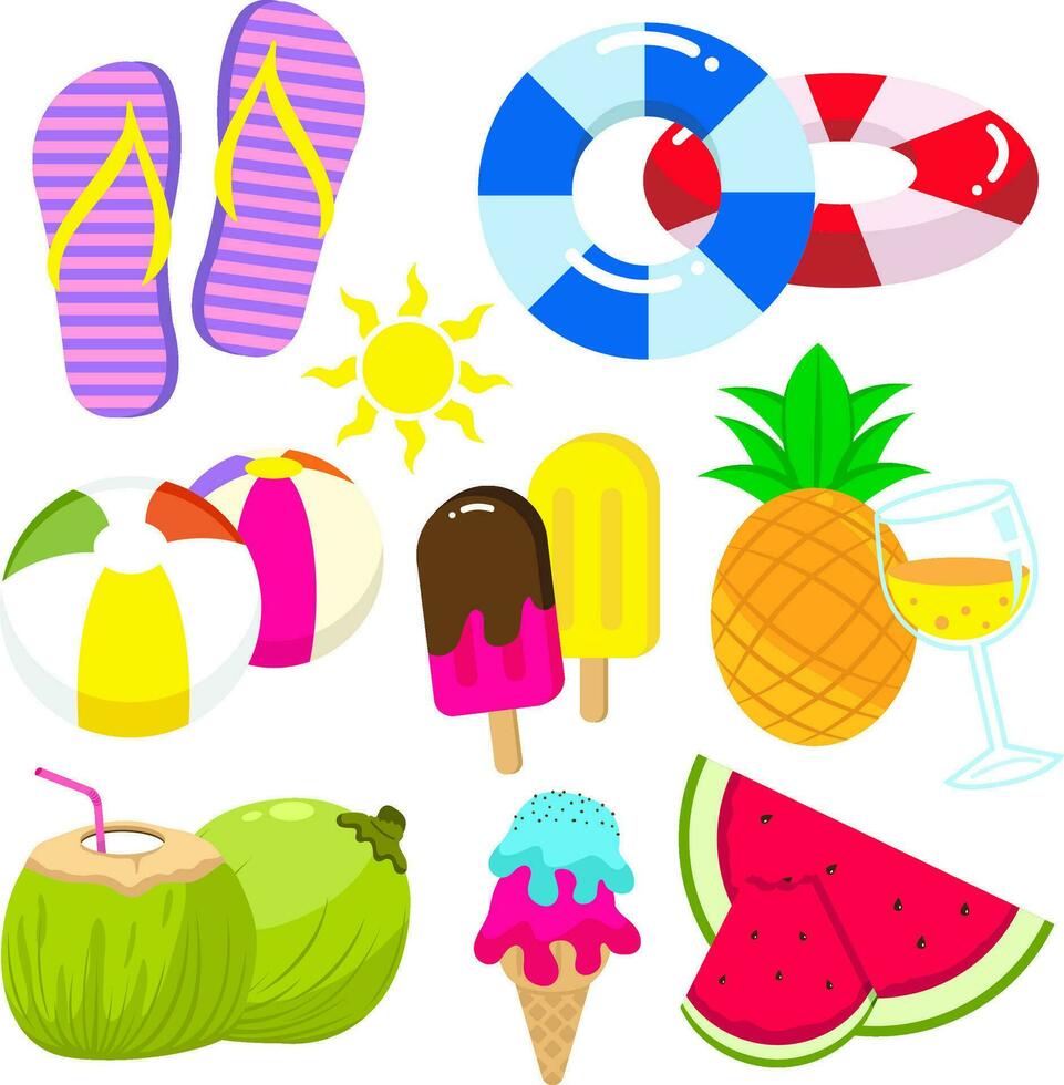 flat design summer clipart collections 01 vector