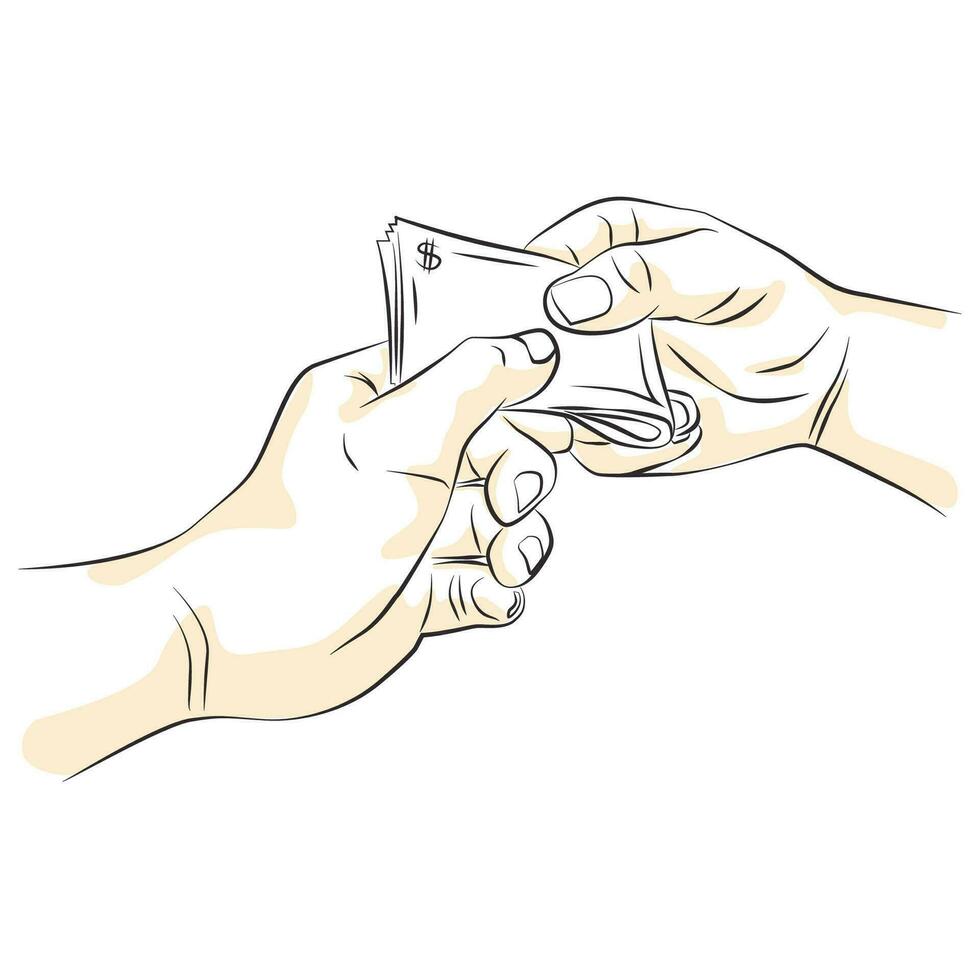 hand sketch giving or receiving money vector