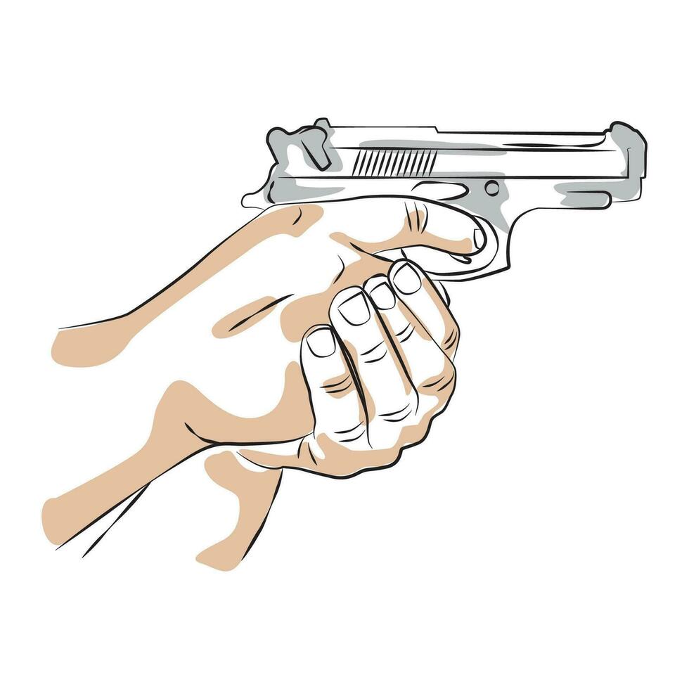 hand holding gun - vector illustrations