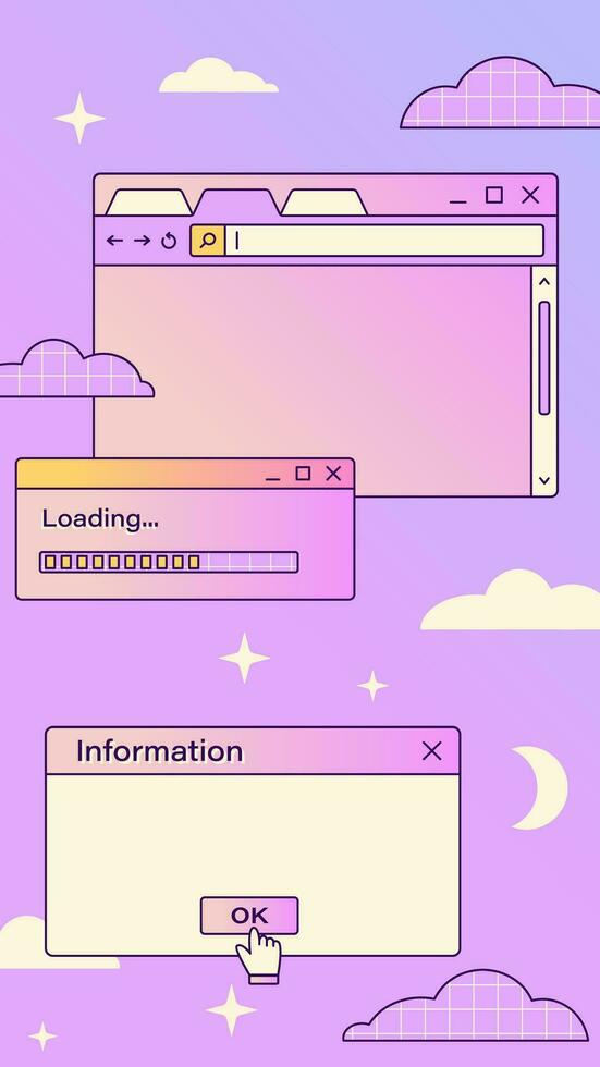 Vector retro y2k Ig gradient stories template. Vaporwave background for ...