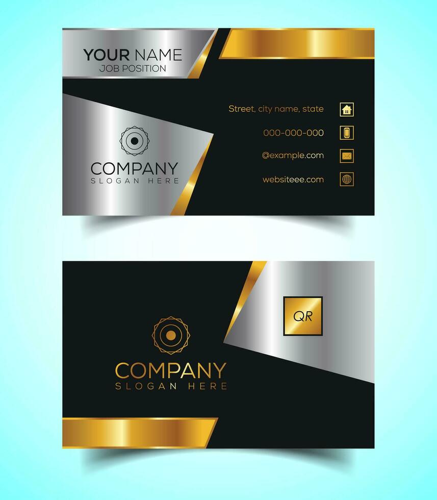 Double-Sided Luxury, Modern and Elegant Business Card Design Template. Vector Illustration