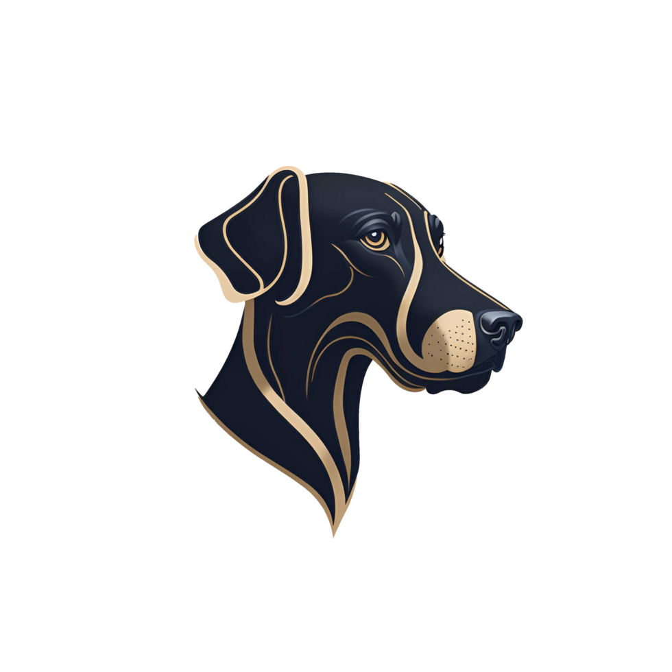 AI Generative Regal dog's head with a sleek and refined design. png