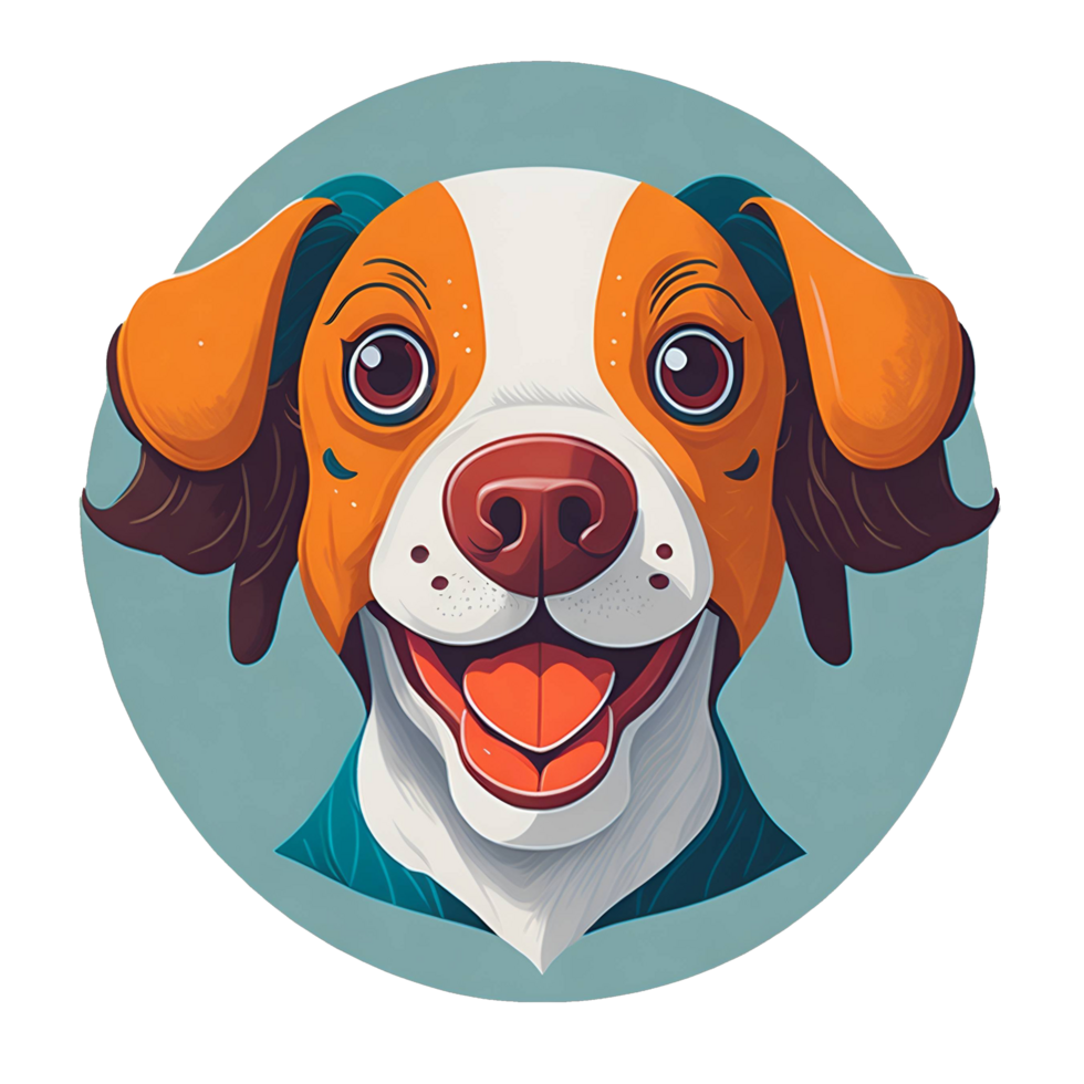 Whimsical dog's head, with an endearing, animated expression. png