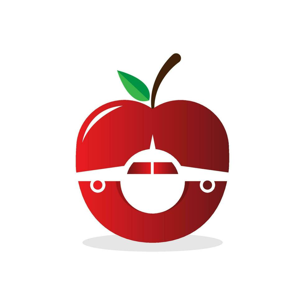 Apple Plane Logo. This logo is combination of a fresh apple and plane. Suitable for your business brand. vector