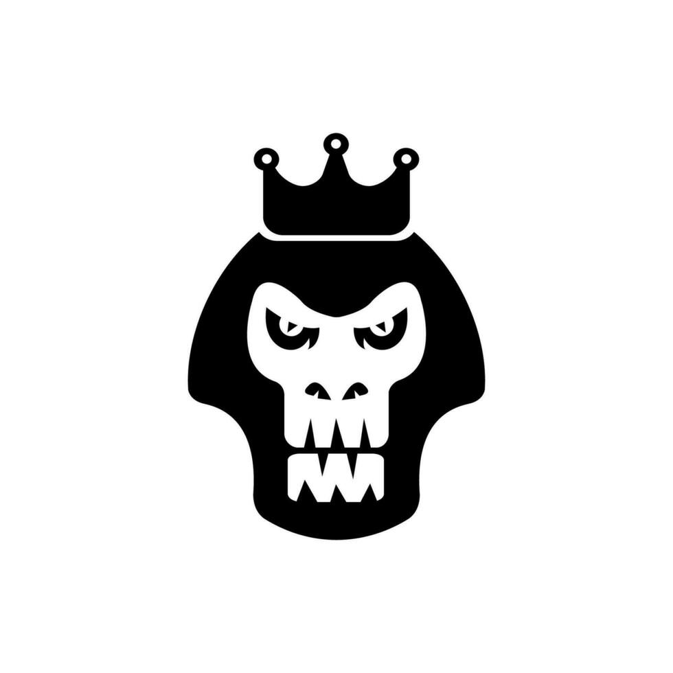 Gorilla king logo design. Ferocious gorilla head on with crown on white background. vector