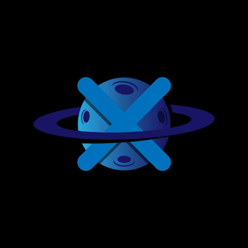 Letter X planet logo. Modern combination letter X and planet logo design vector
