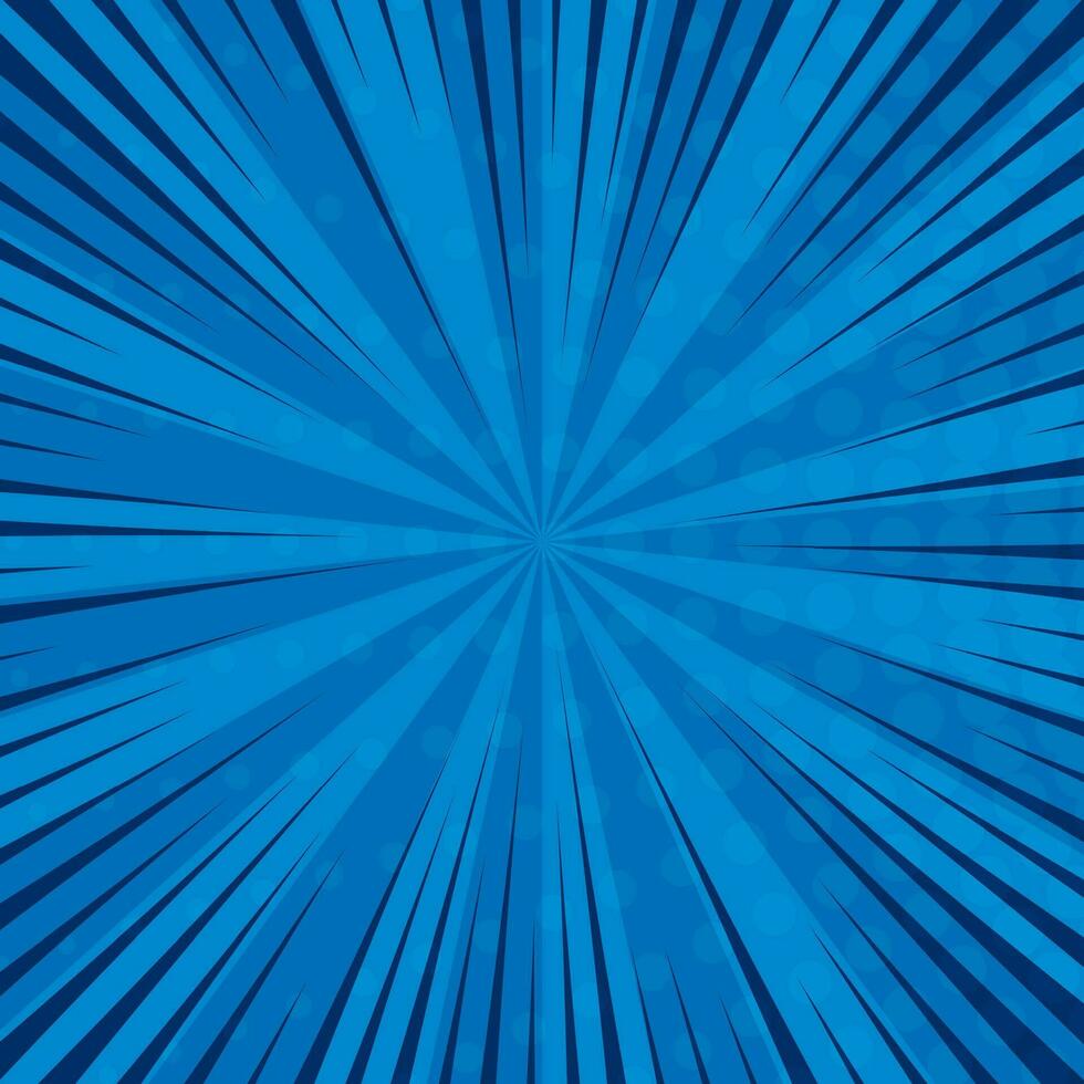 fondo de página de cómic azul en estilo pop art con espacio vacío. plantilla con rayos, puntos y textura de efecto de trama de semitonos. ilustración vectorial vector